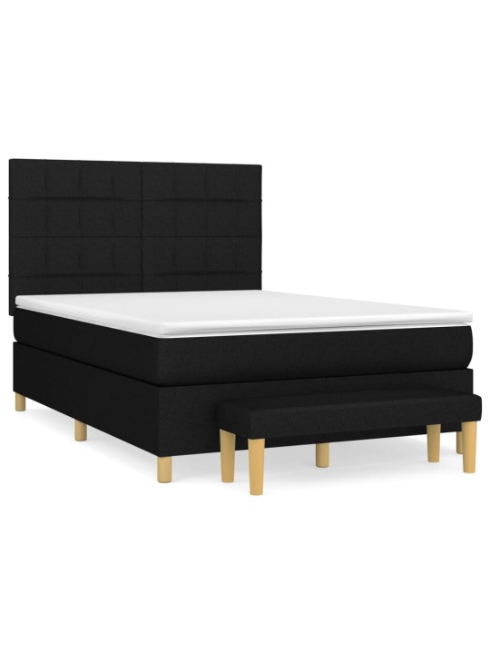 Box spring postel s matrací černá 140 x 190 cm textil