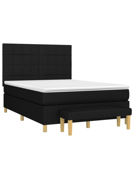 Box spring postel s matrací černá 140 x 190 cm textil
