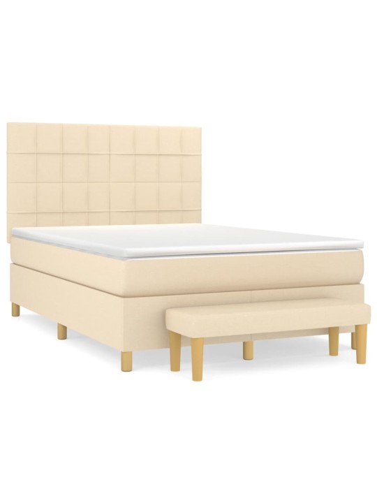 Box spring postel s matrací krémová 140x190 cm textil