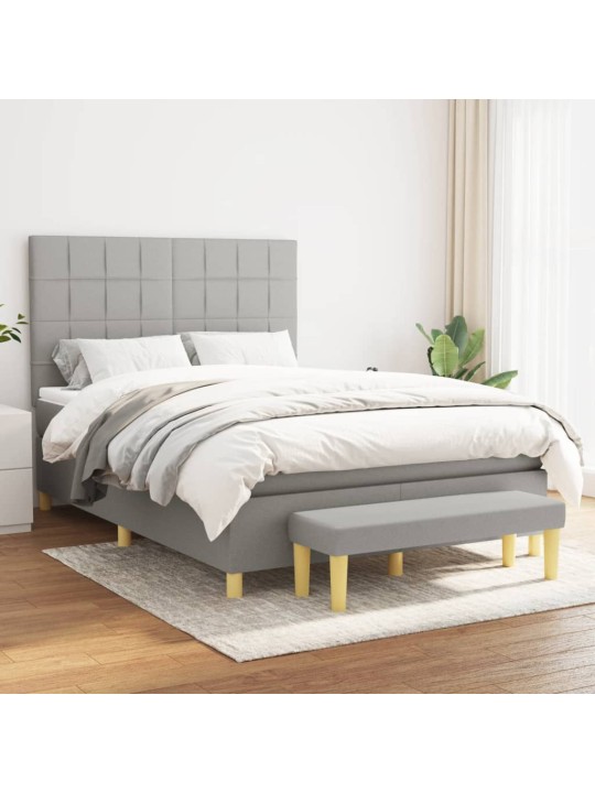 Box spring postel s matrací světle šedá 140 x 200 cm textil