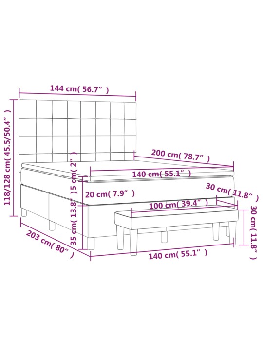 Box spring postel s matrací černá 140x200 cm textil