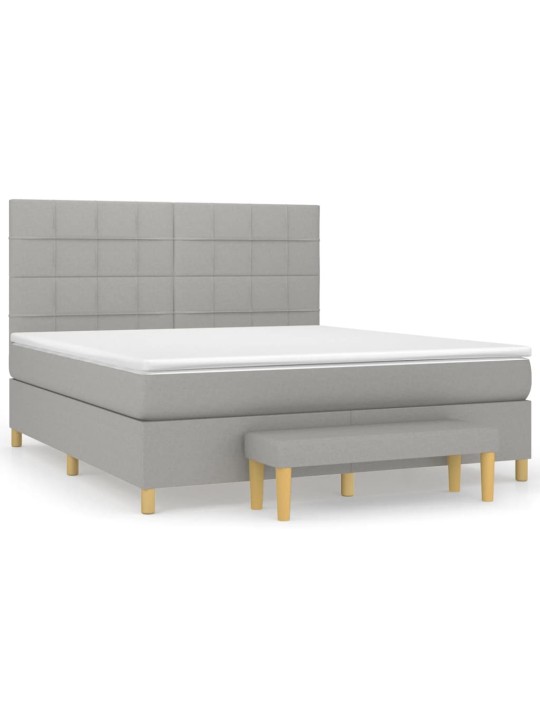 Box spring postel s matrací světle šedá 160 x 200 cm textil