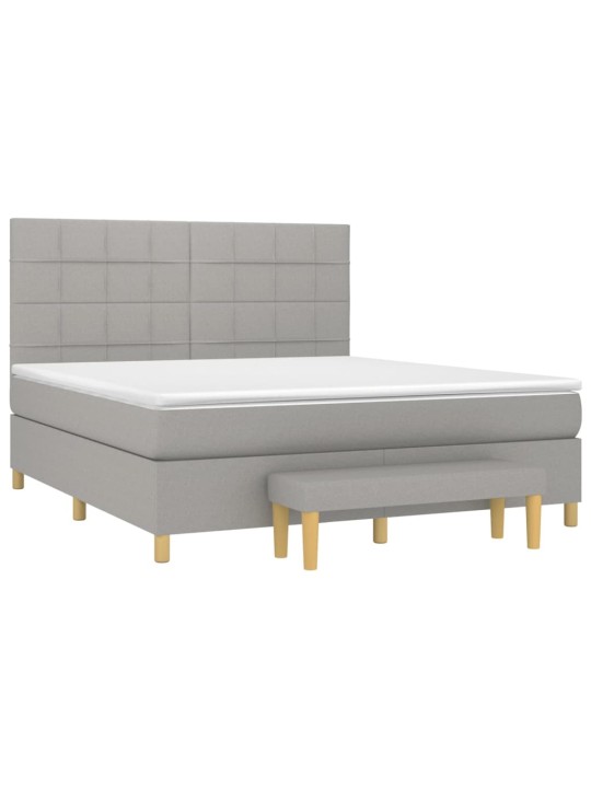 Box spring postel s matrací světle šedá 160 x 200 cm textil