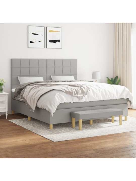Box spring postel s matrací světle šedá 160 x 200 cm textil