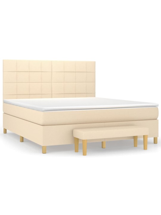 Box spring postel s matrací krémová 160x200 cm textil