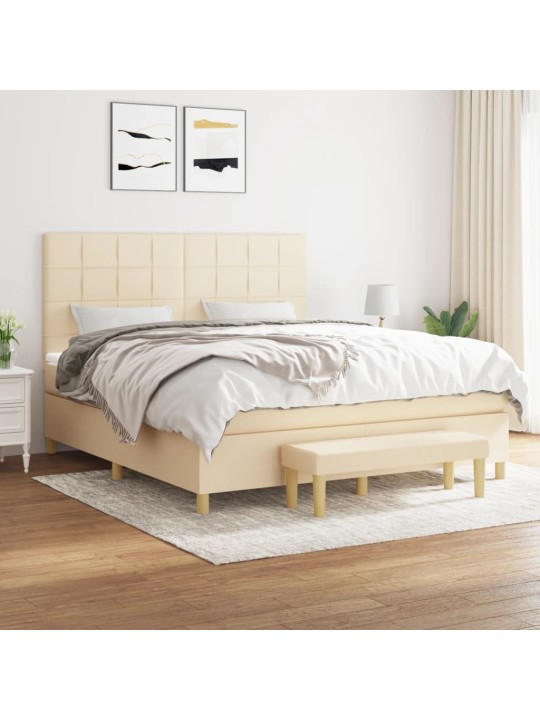 Box spring postel s matrací krémová 160x200 cm textil