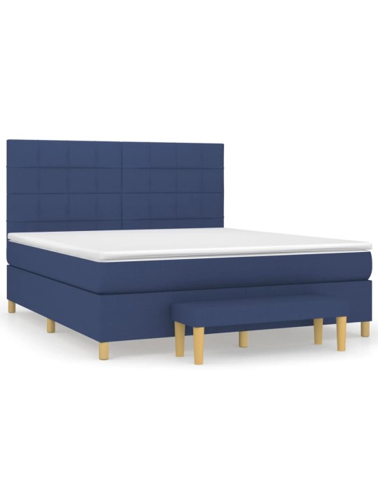 Box spring postel s matrací modrá 160x200 cm textil