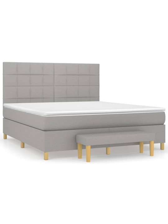 Box spring postel s matrací světle šedá 180 x 200 cm textil