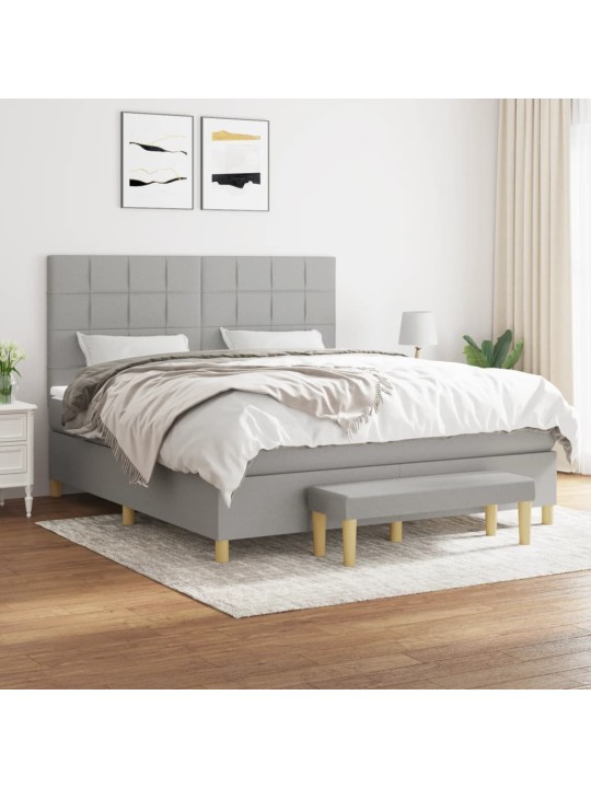Box spring postel s matrací světle šedá 180 x 200 cm textil