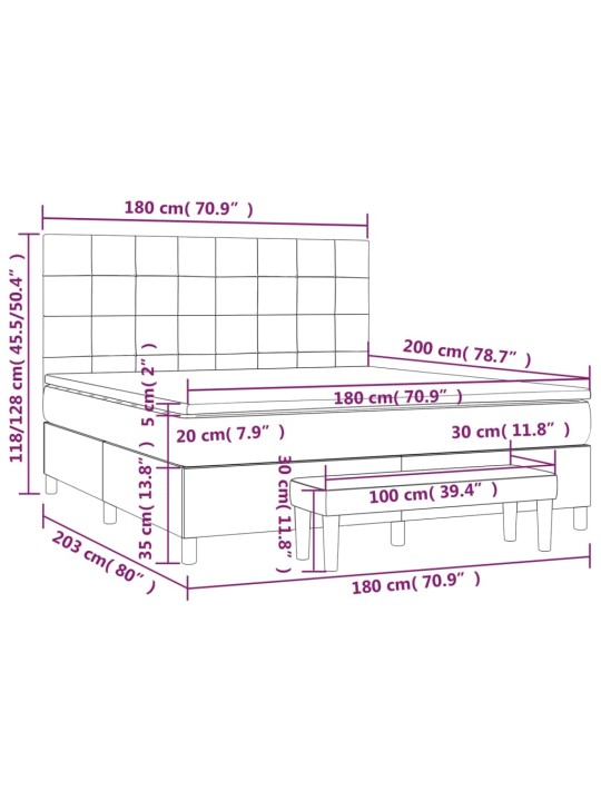 Box spring postel s matrací tmavě šedá 180x200 cm textil