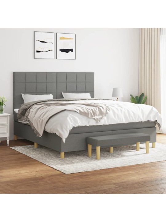 Box spring postel s matrací tmavě šedá 180x200 cm textil