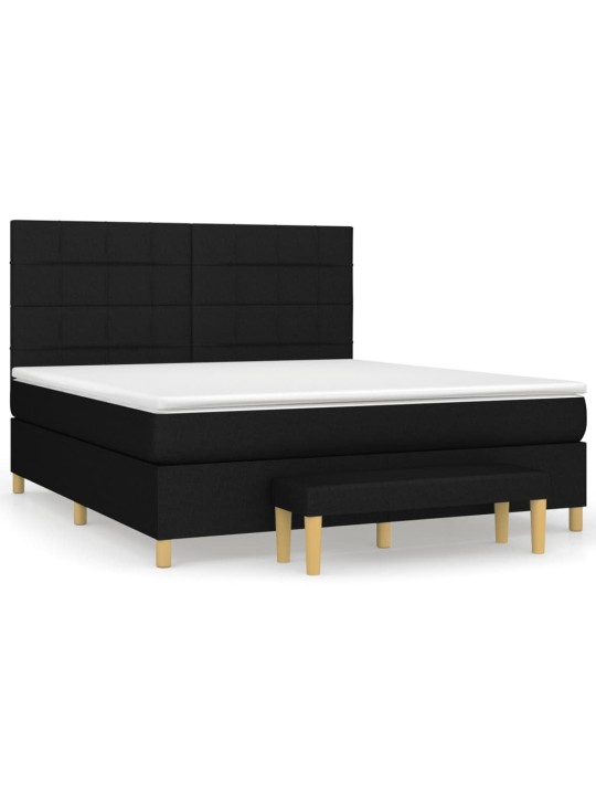Box spring postel s matrací černá 180x200 cm textil