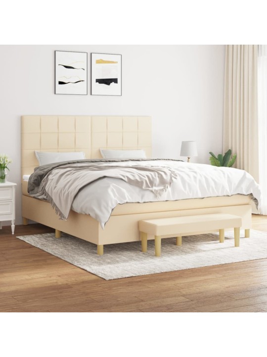 Box spring postel s matrací krémová 180x200 cm textil