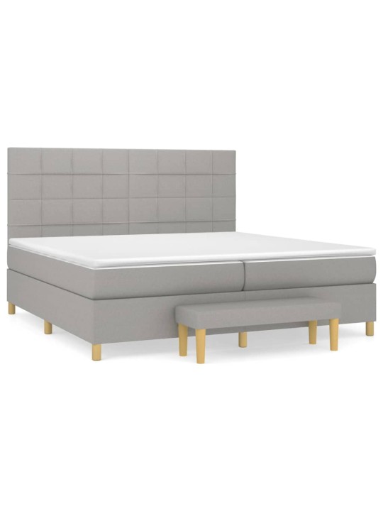 Box spring postel s matrací světle šedá 200 x 200 cm textil