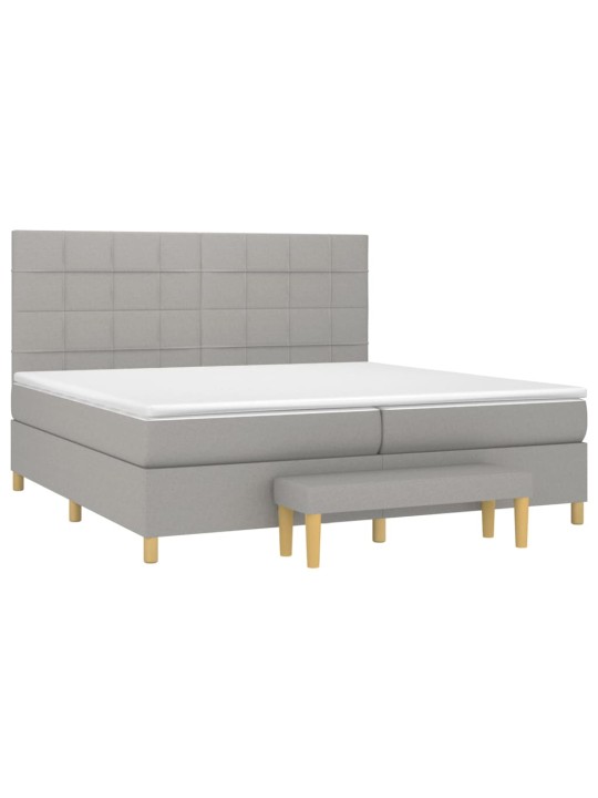 Box spring postel s matrací světle šedá 200 x 200 cm textil
