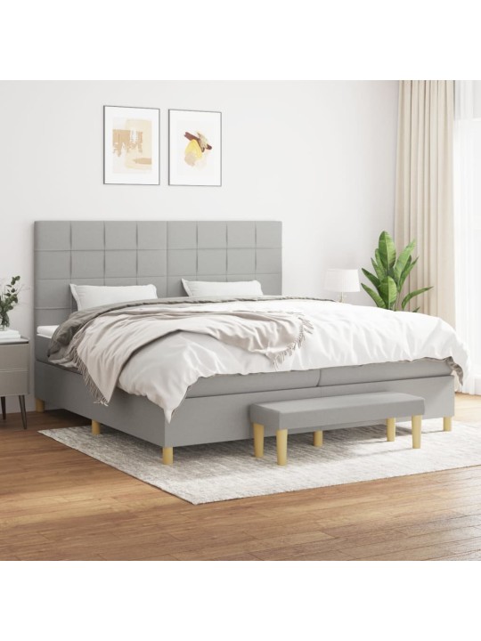 Box spring postel s matrací světle šedá 200 x 200 cm textil
