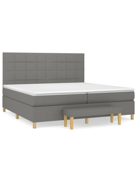 Box spring postel s matrací tmavě šedá 200x200 cm textil