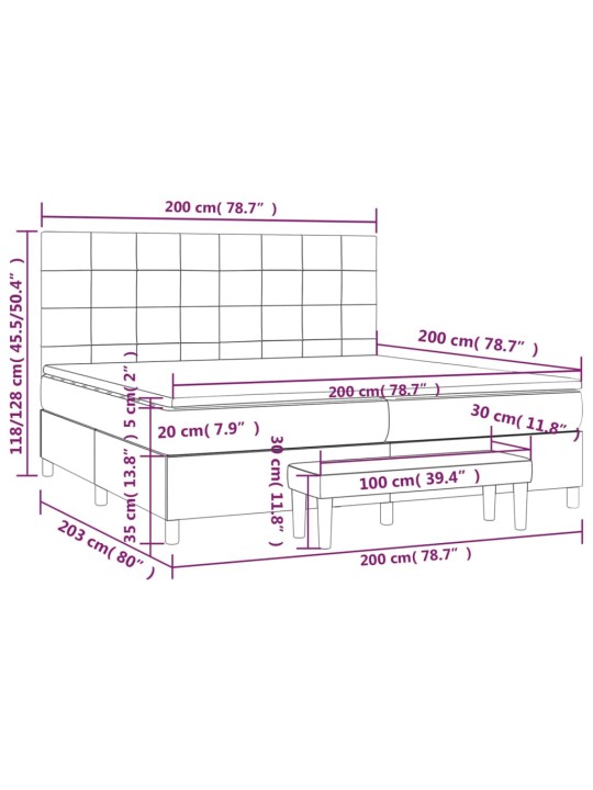 Box spring postel s matrací tmavě šedá 200x200 cm textil