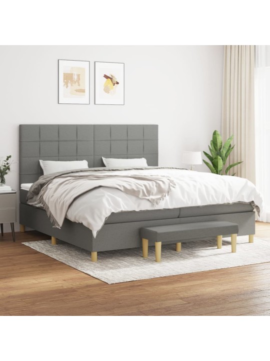 Box spring postel s matrací tmavě šedá 200x200 cm textil