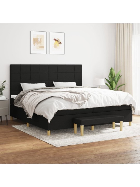Box spring postel s matrací černá 200x200 cm textil