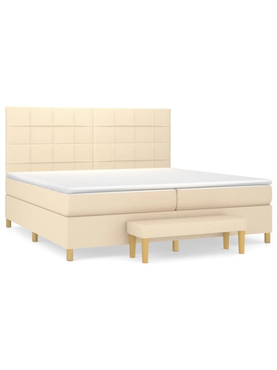 Box spring postel s matrací krémová 200x200 cm textil