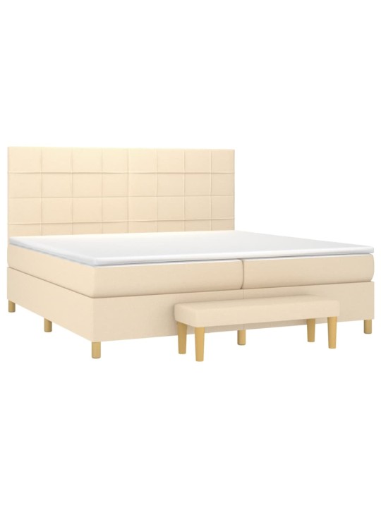 Box spring postel s matrací krémová 200x200 cm textil