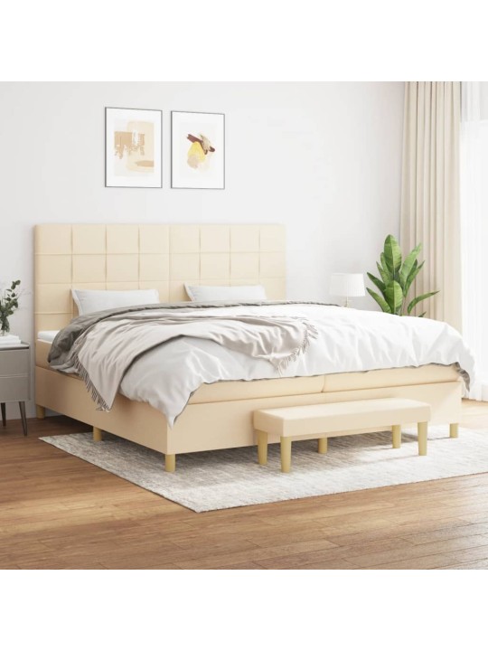 Box spring postel s matrací krémová 200x200 cm textil