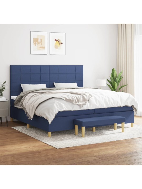 Box spring postel s matrací modrá 200x200 cm textil