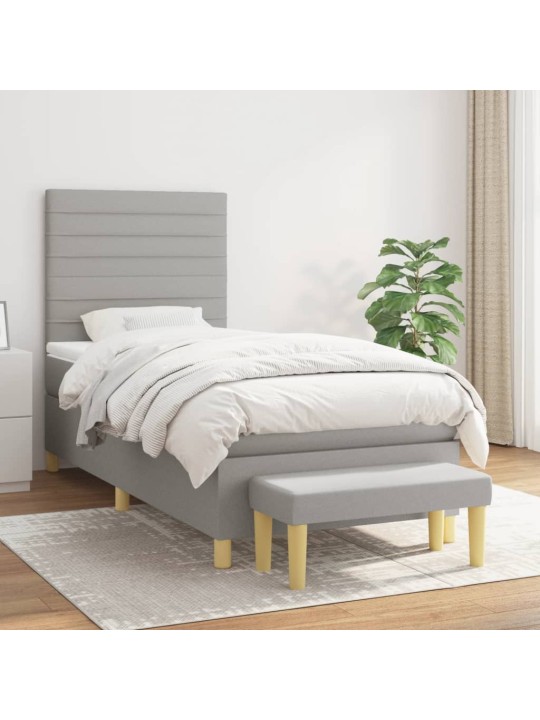 Box spring postel s matrací světle šedá 80 x 200 cm textil