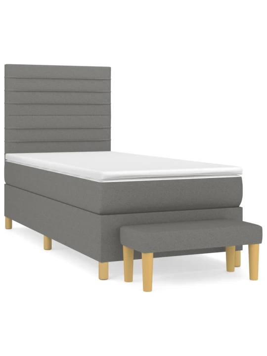 Box spring postel s matrací tmavě šedá 80 x 200 cm textil