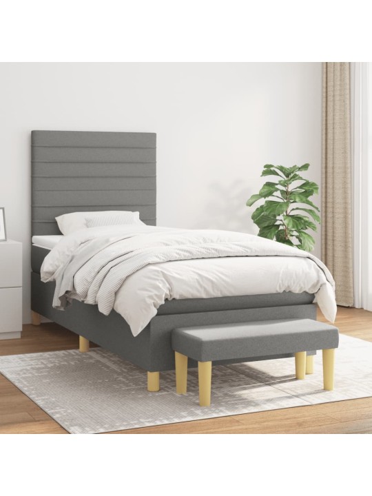 Box spring postel s matrací tmavě šedá 80 x 200 cm textil