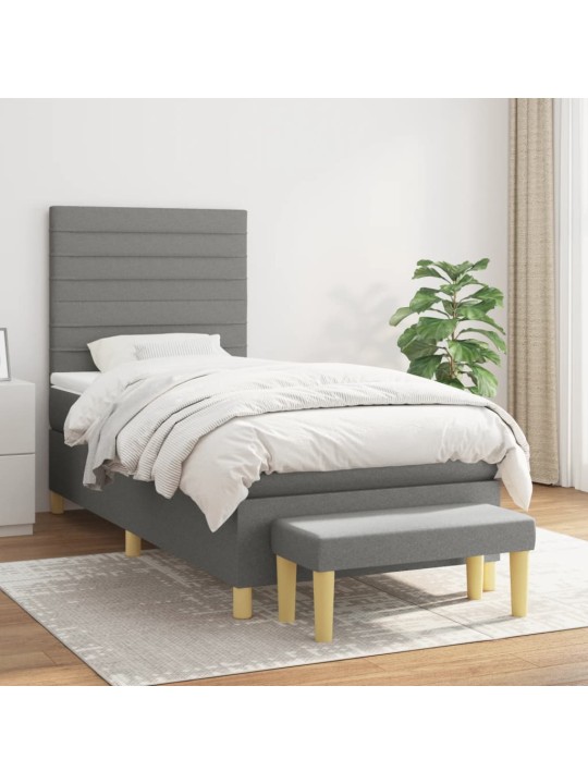 Box spring postel s matrací tmavě šedá 90x190 cm textil