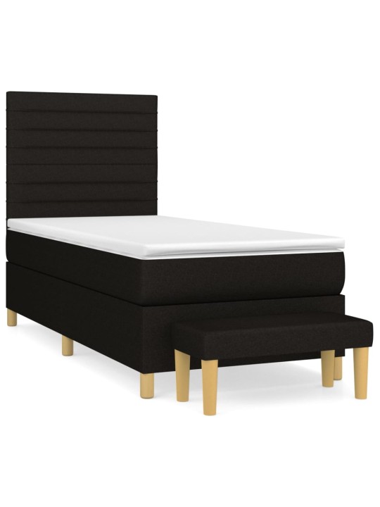 Box spring postel s matrací černá 90x190 cm textil