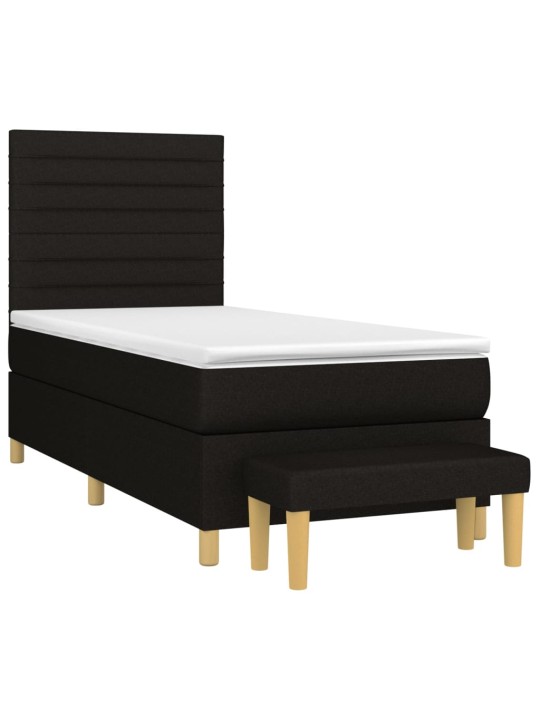Box spring postel s matrací černá 90x190 cm textil