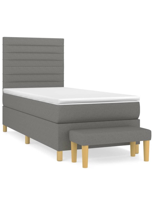 Box spring postel s matrací tmavě šedá 90x200 cm textil