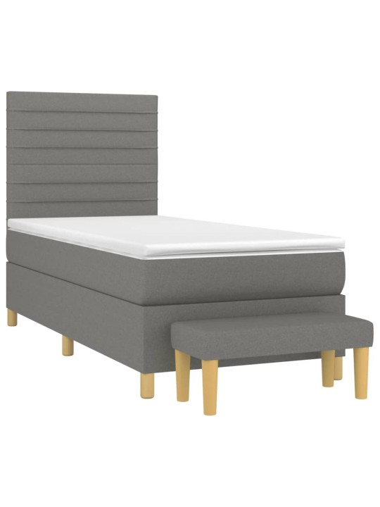 Box spring postel s matrací tmavě šedá 90x200 cm textil