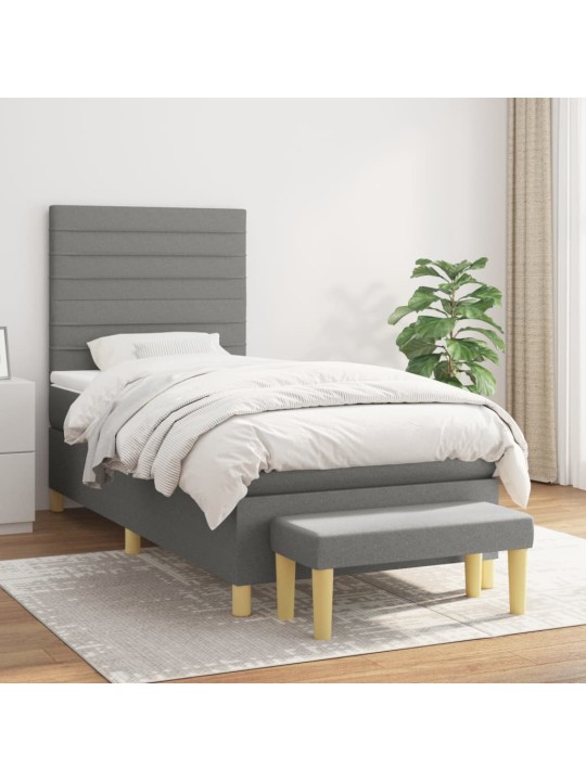 Box spring postel s matrací tmavě šedá 90x200 cm textil