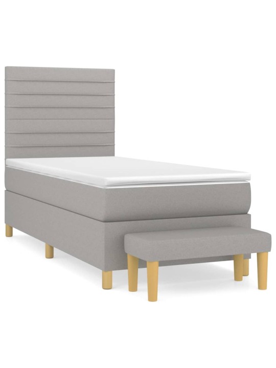 Box spring postel s matrací světle šedý 100 x 200 cm textil