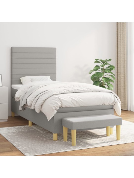 Box spring postel s matrací světle šedý 100 x 200 cm textil
