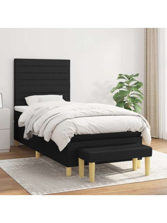Box spring postel s matrací černá 100 x 200 cm textil