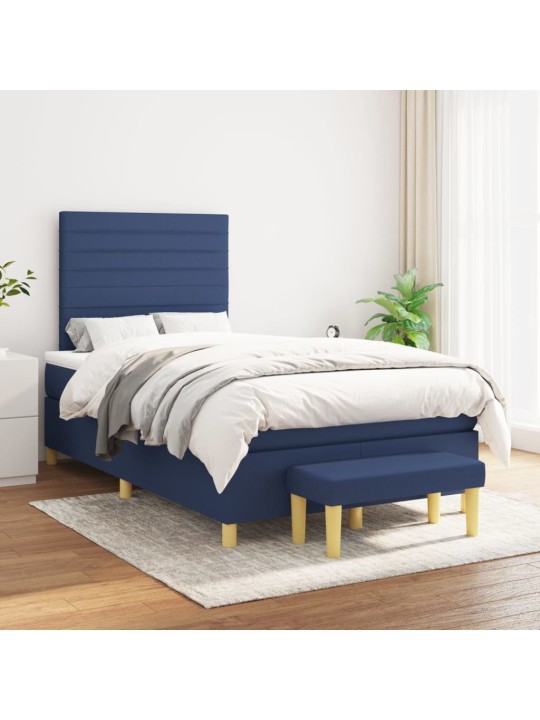 Box spring postel s matrací modrá 120x200 cm textil