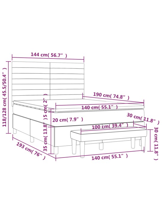 Box spring postel s matrací tmavě šedý 140 x 190 cm textil