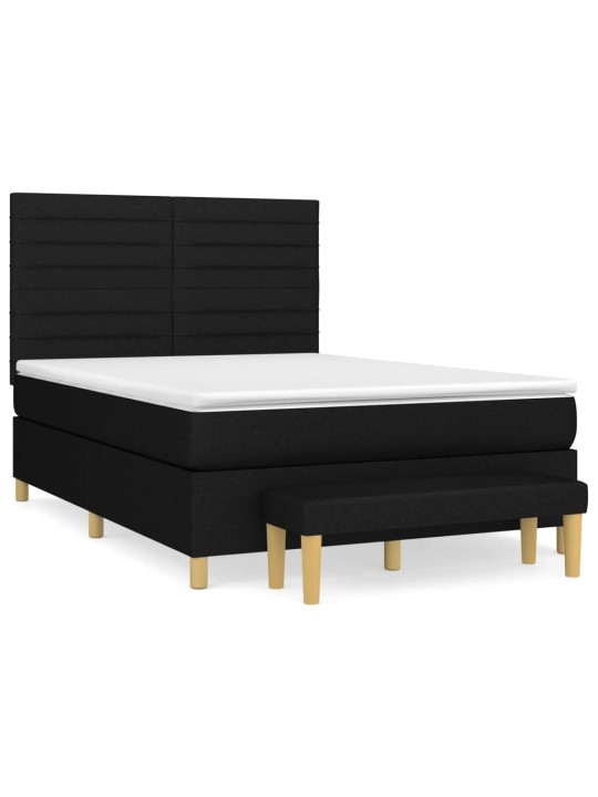 Box spring postel s matrací černá 140 x 190 cm textil