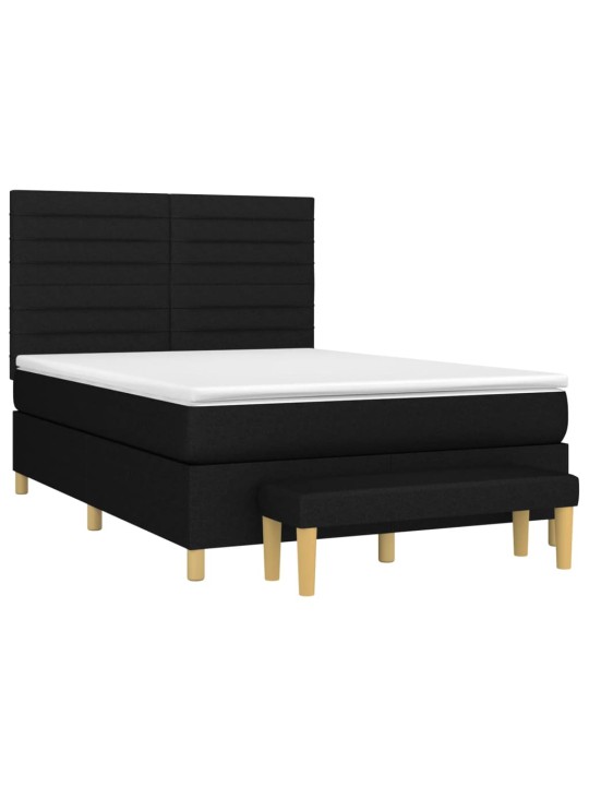 Box spring postel s matrací černá 140 x 190 cm textil