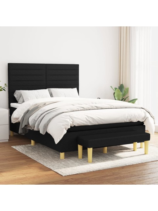 Box spring postel s matrací černá 140 x 190 cm textil
