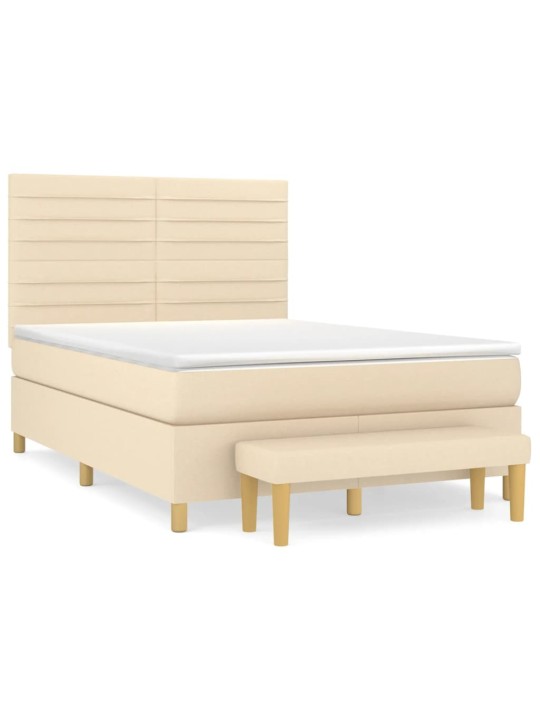 Box spring postel s matrací krémová 140x190 cm textil