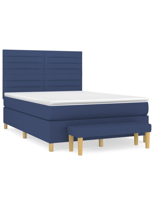 Box spring postel s matrací modrá 140x190 cm textil