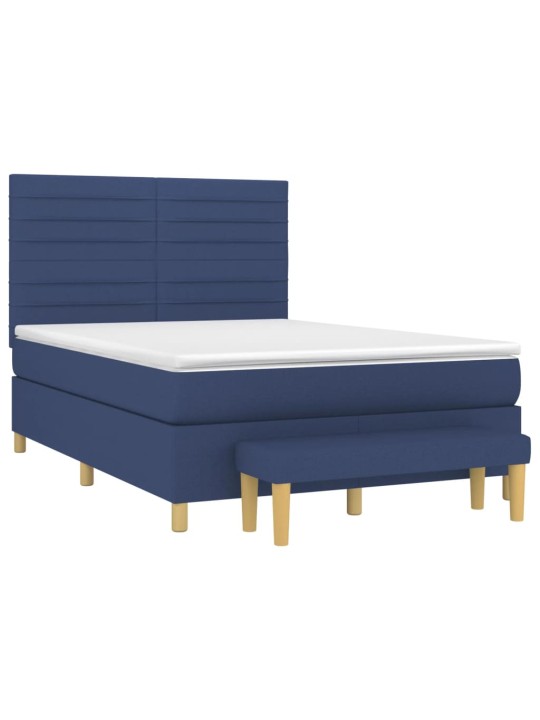 Box spring postel s matrací modrá 140x190 cm textil