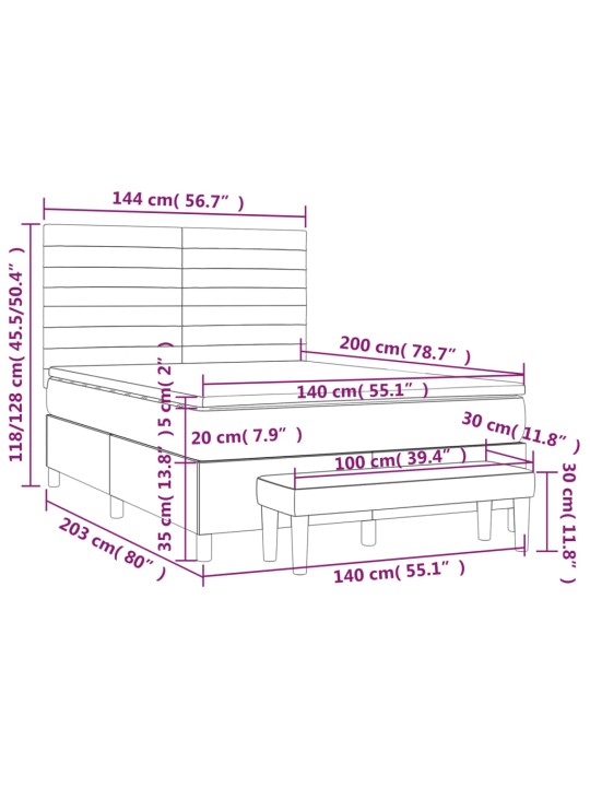 Box spring postel s matrací tmavě šedá 140x200 cm textil
