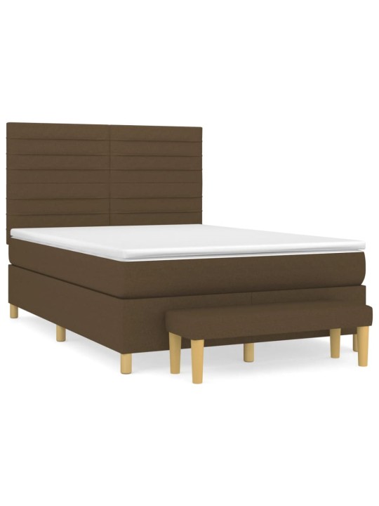 Box spring postel s matrací tmavě hnědá 140x200 cm textil